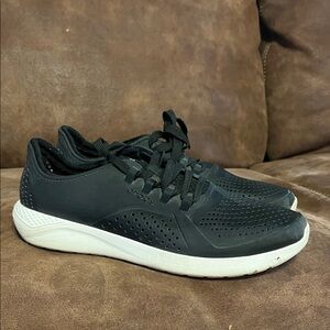 CROCS Women’s Black Athletic Sneakers with White Sole